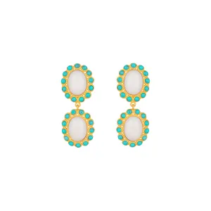 Ada Earrings White Stone & Turquoise