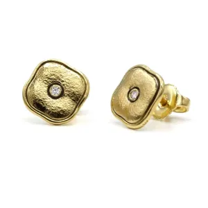 Alex Sepkus 18k Yellow Gold Pillow Diamond Stud Earrings