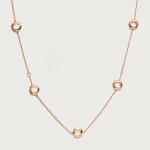 Allegro Disc Station Necklace with White Zircons