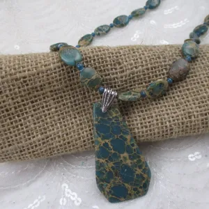 Aqua Terra Jasper Blue Green Gemstone Necklace