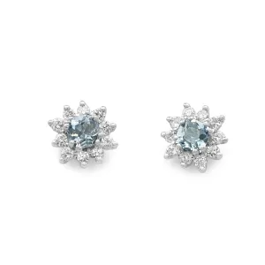 Aquamarine & Diamond Earrings -18ct White Gold