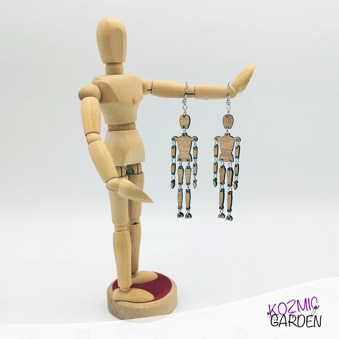 ARTIST WOODEN MANNEQUIN EARRINGS | Artistry in motion!