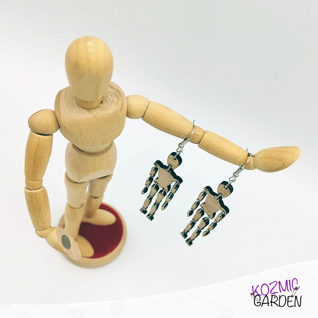 ARTIST WOODEN MANNEQUIN EARRINGS | Artistry in motion!