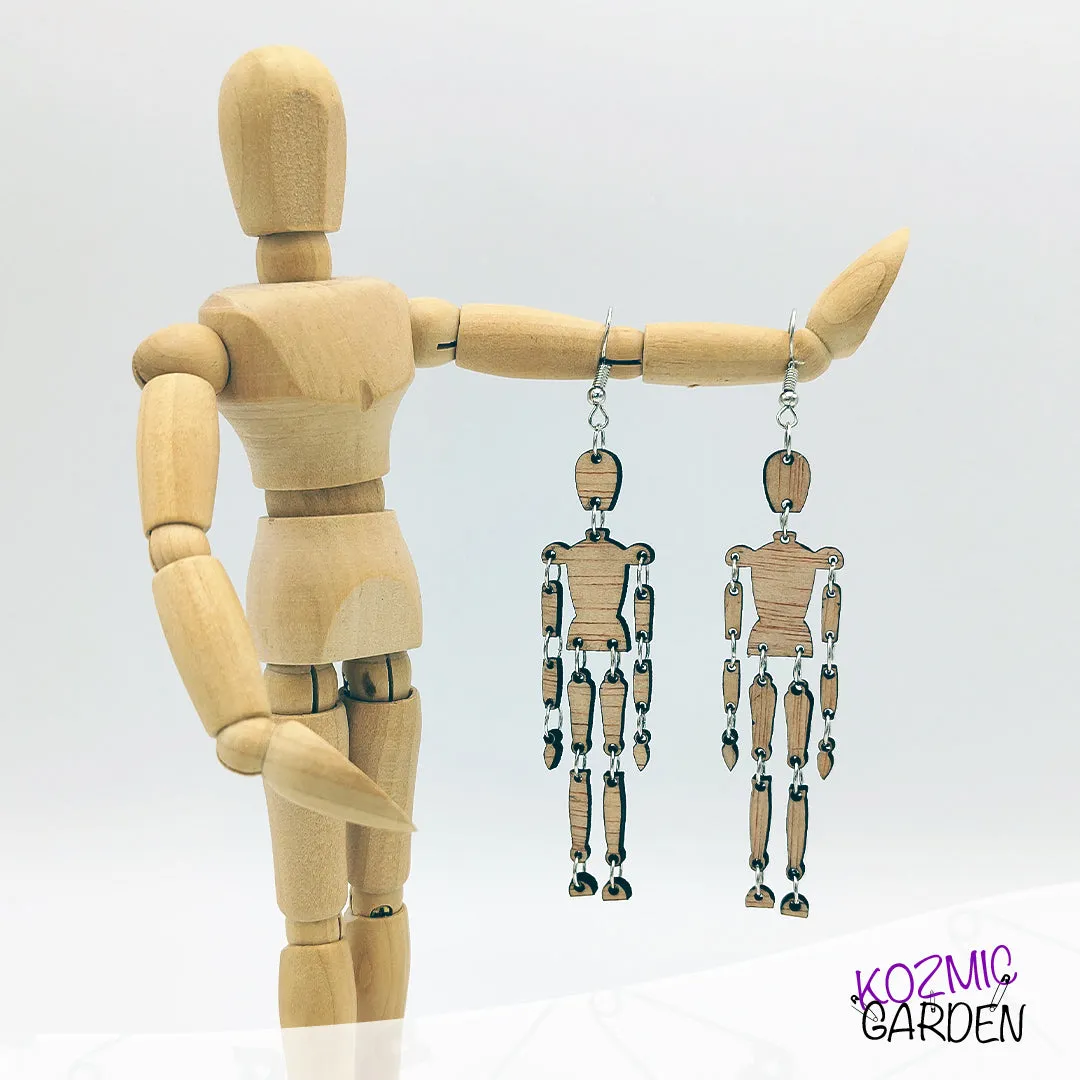 ARTIST WOODEN MANNEQUIN EARRINGS | Artistry in motion!