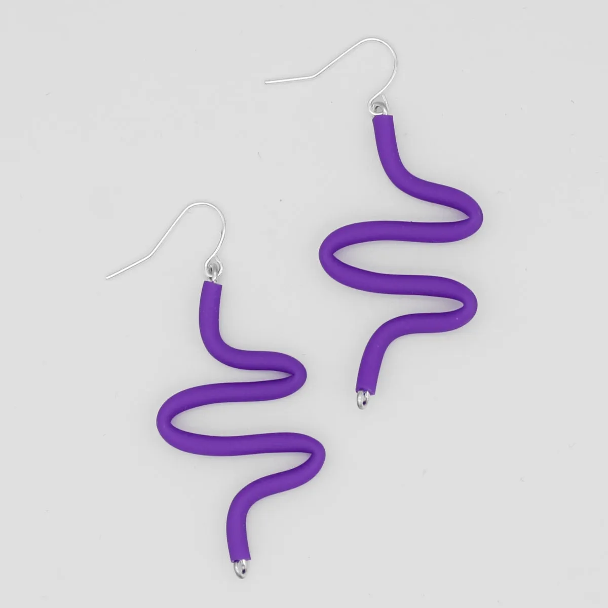 Artistic Rubber Tubing Naya Earrings Purple