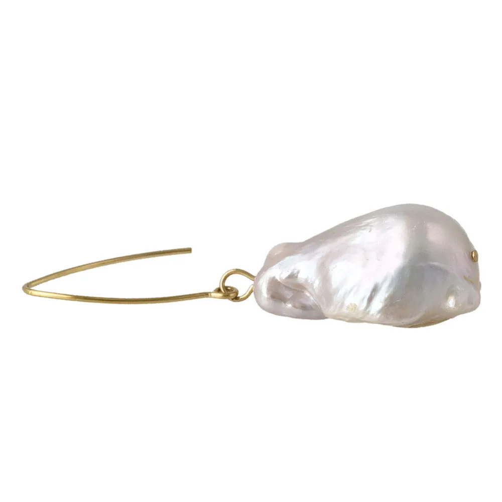 Baroque Pearl Gold Tone Hook Earrings