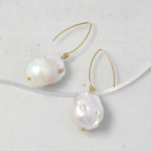 Baroque Pearl Gold Tone Hook Earrings