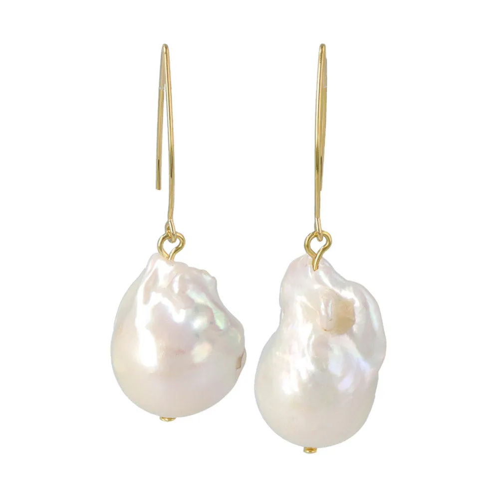 Baroque Pearl Gold Tone Hook Earrings