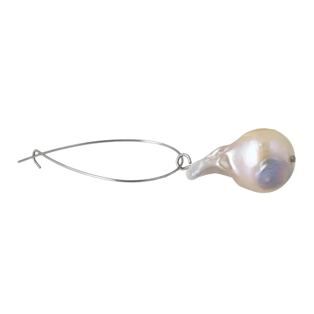 Baroque Pearl Silver Tone Hoop Earrings