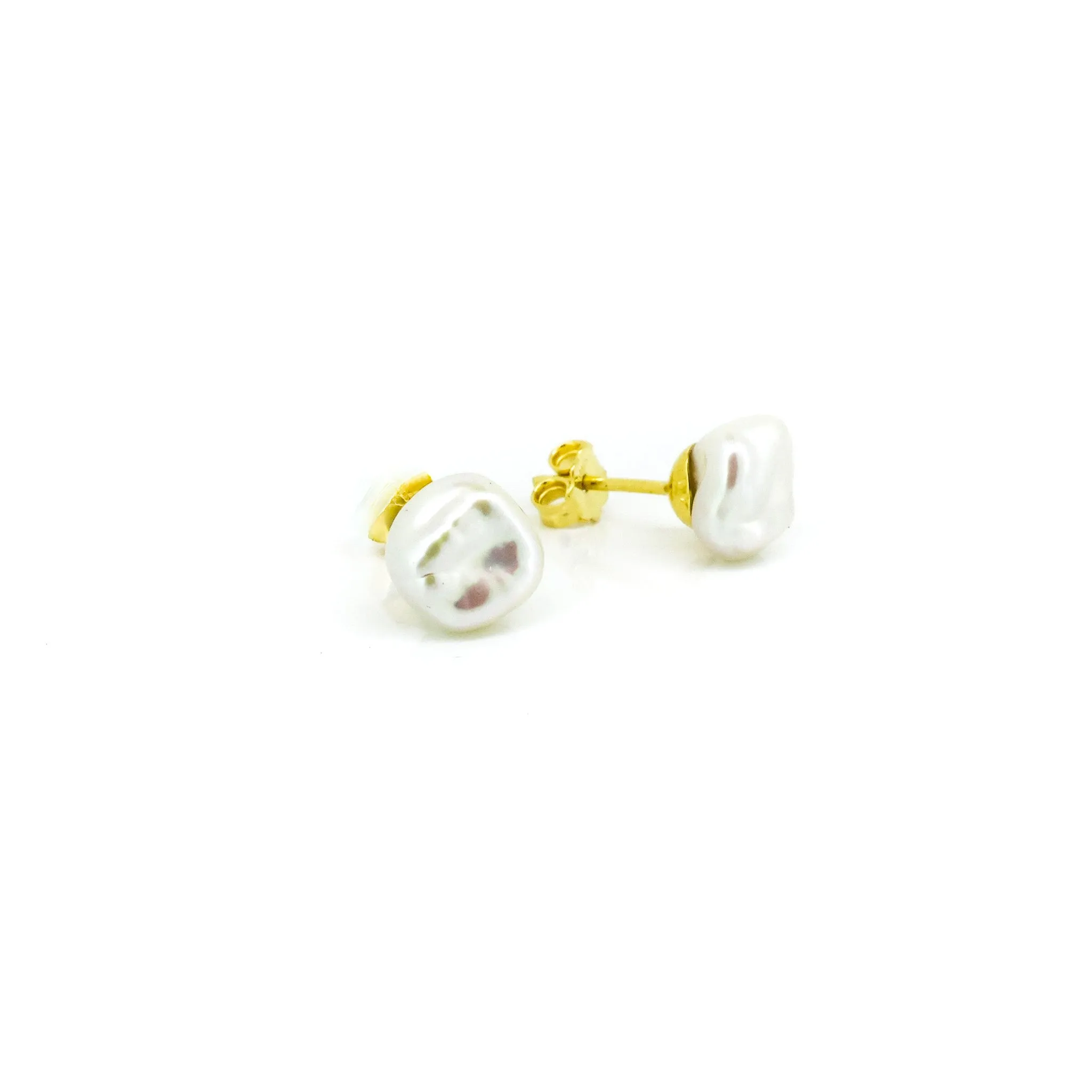 Baroque Pearl Studs 10mm Gold