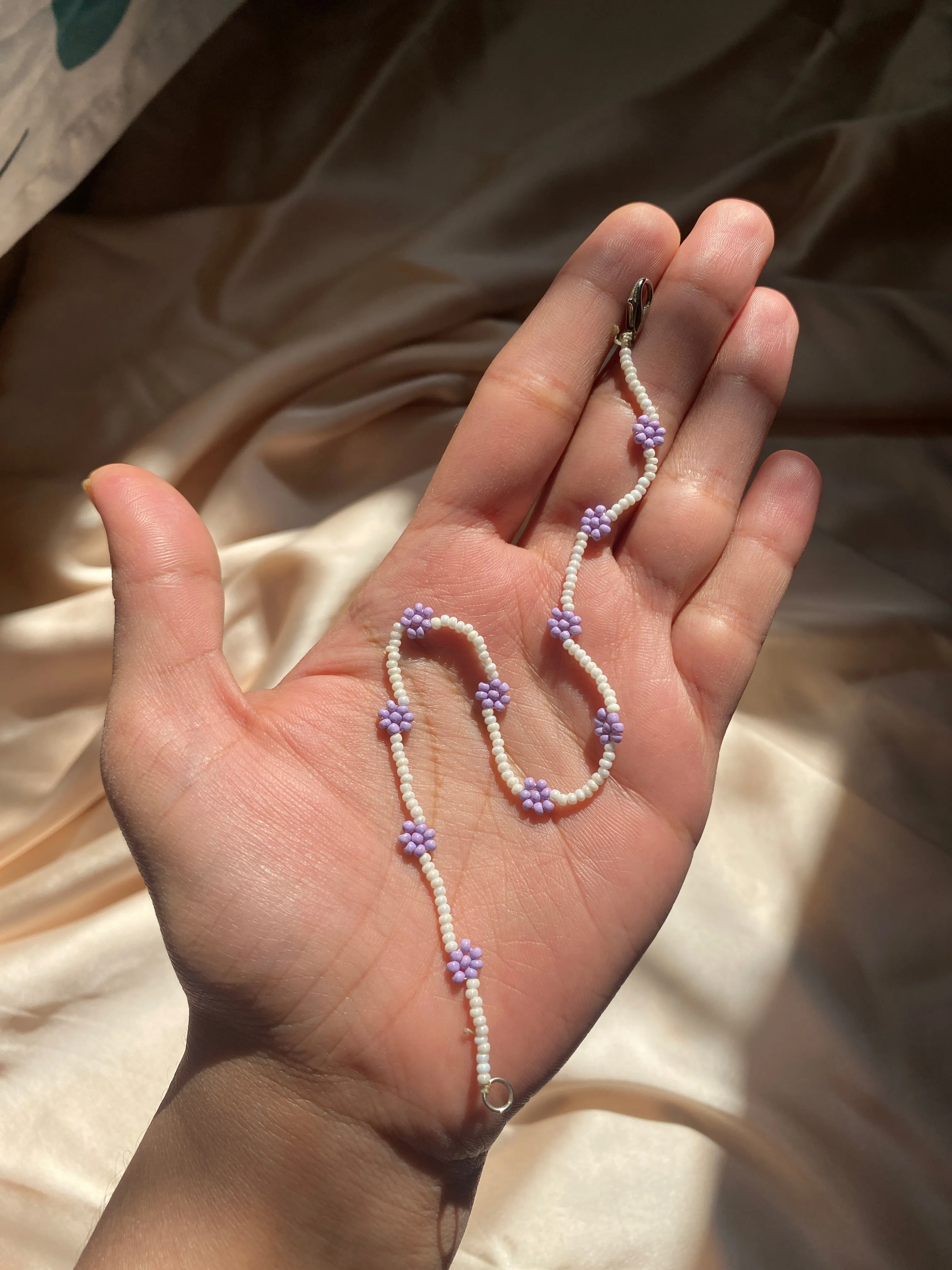 BEADED FLOWER ANKLETS