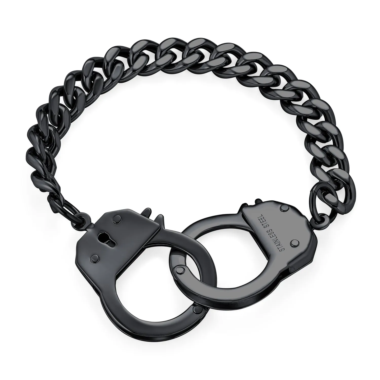 Biker Jewelry Chain Link Bracelet for Men Black IP Stainless Steel 8 Inch