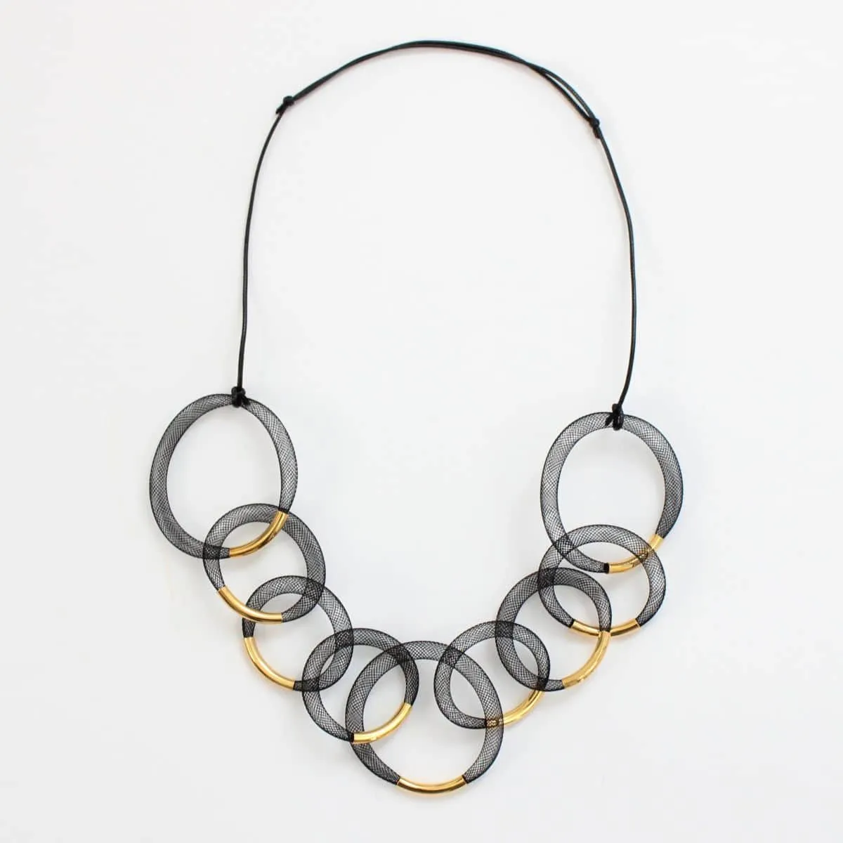 Black and Gold Mesh Statement Necklace