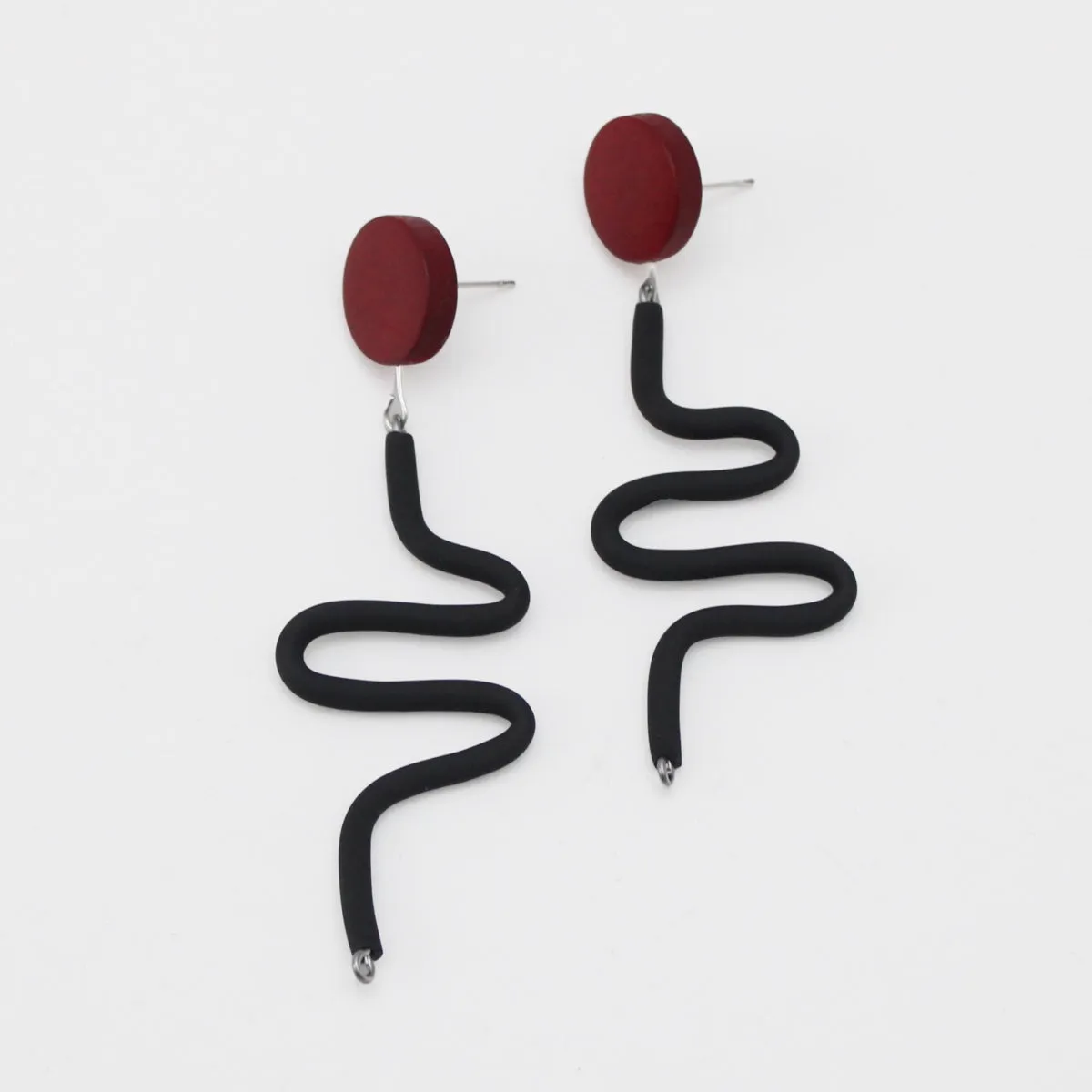 Black and Red Rubber Tubing Remi Earrings