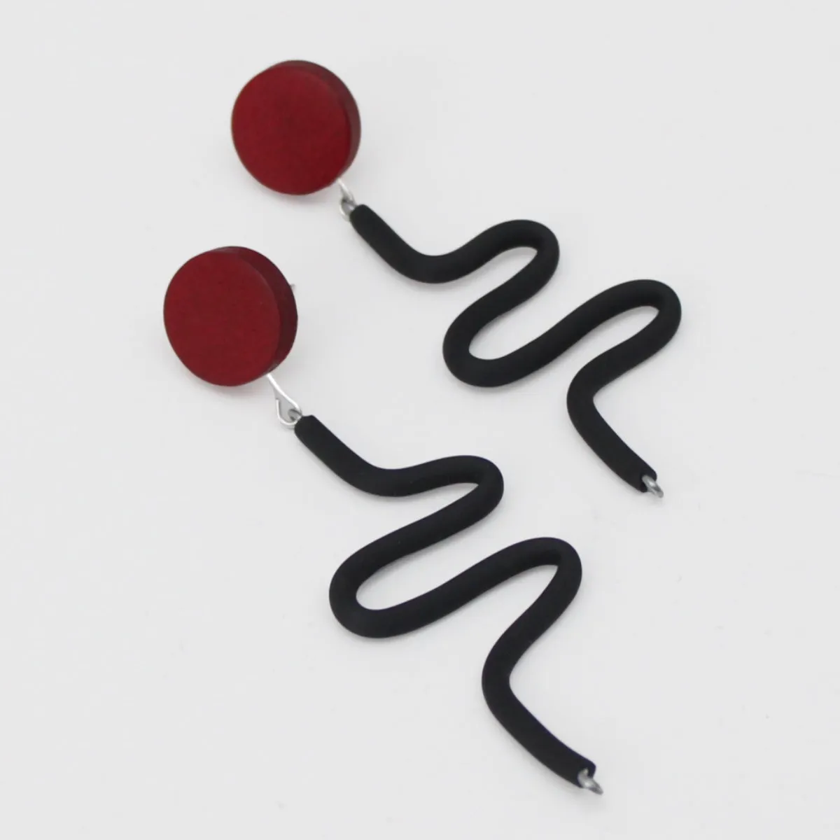 Black and Red Rubber Tubing Remi Earrings