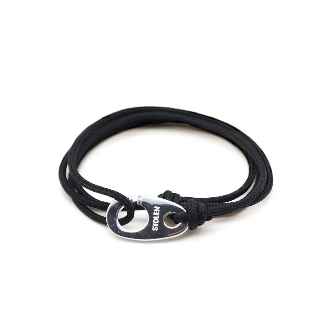 Black w Silver Brummel Hook - Rope Bracelet