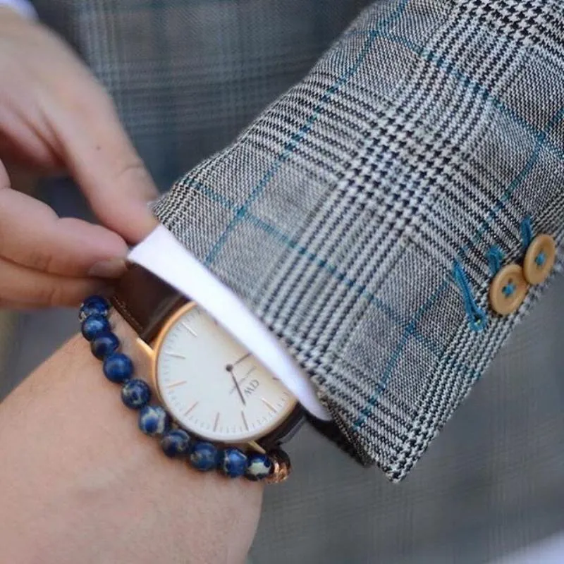 Blue Turquoise Tiger Headed Beaded Bracelet