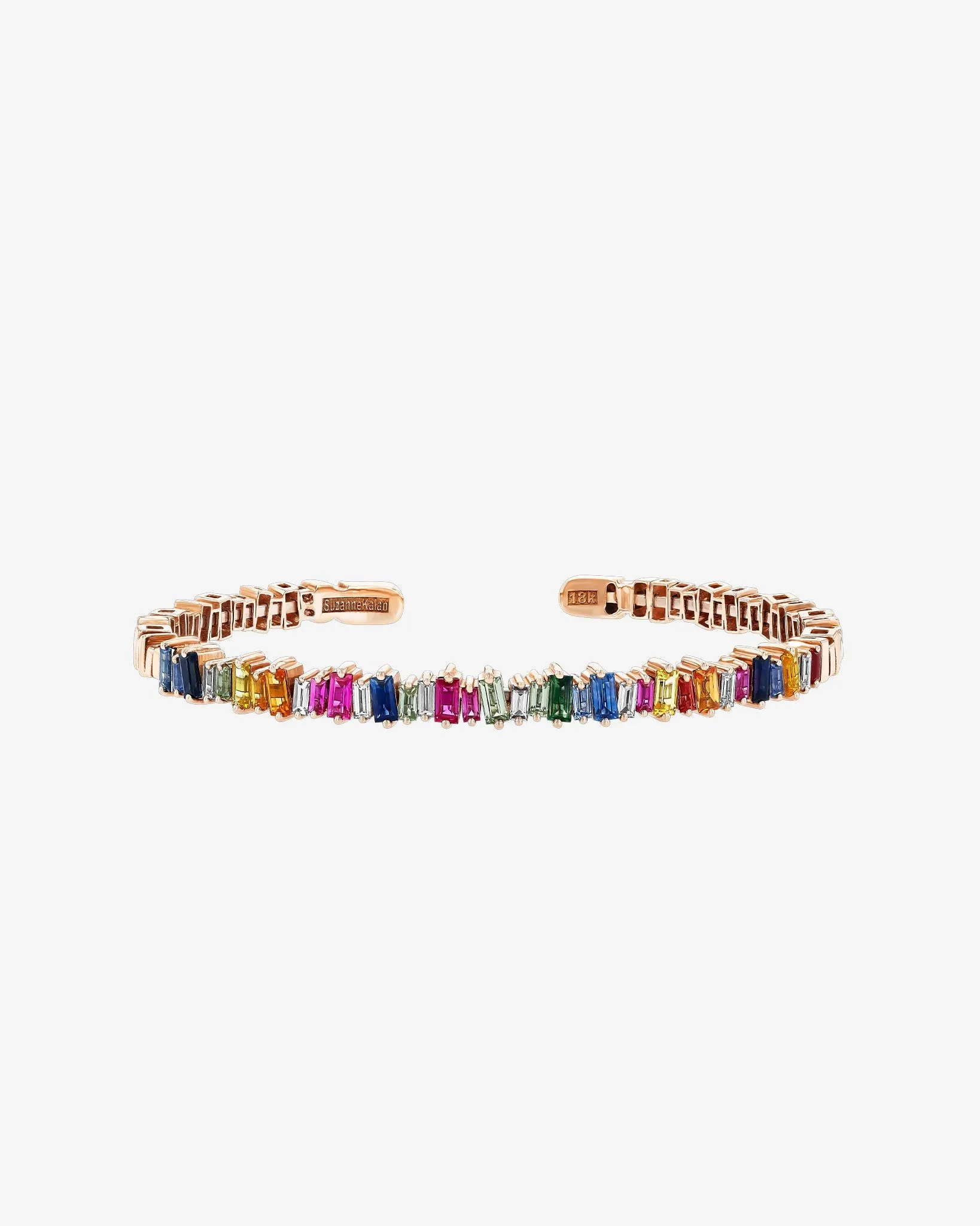 Bold Rainbow Sapphire & Diamond Baguette Bangle