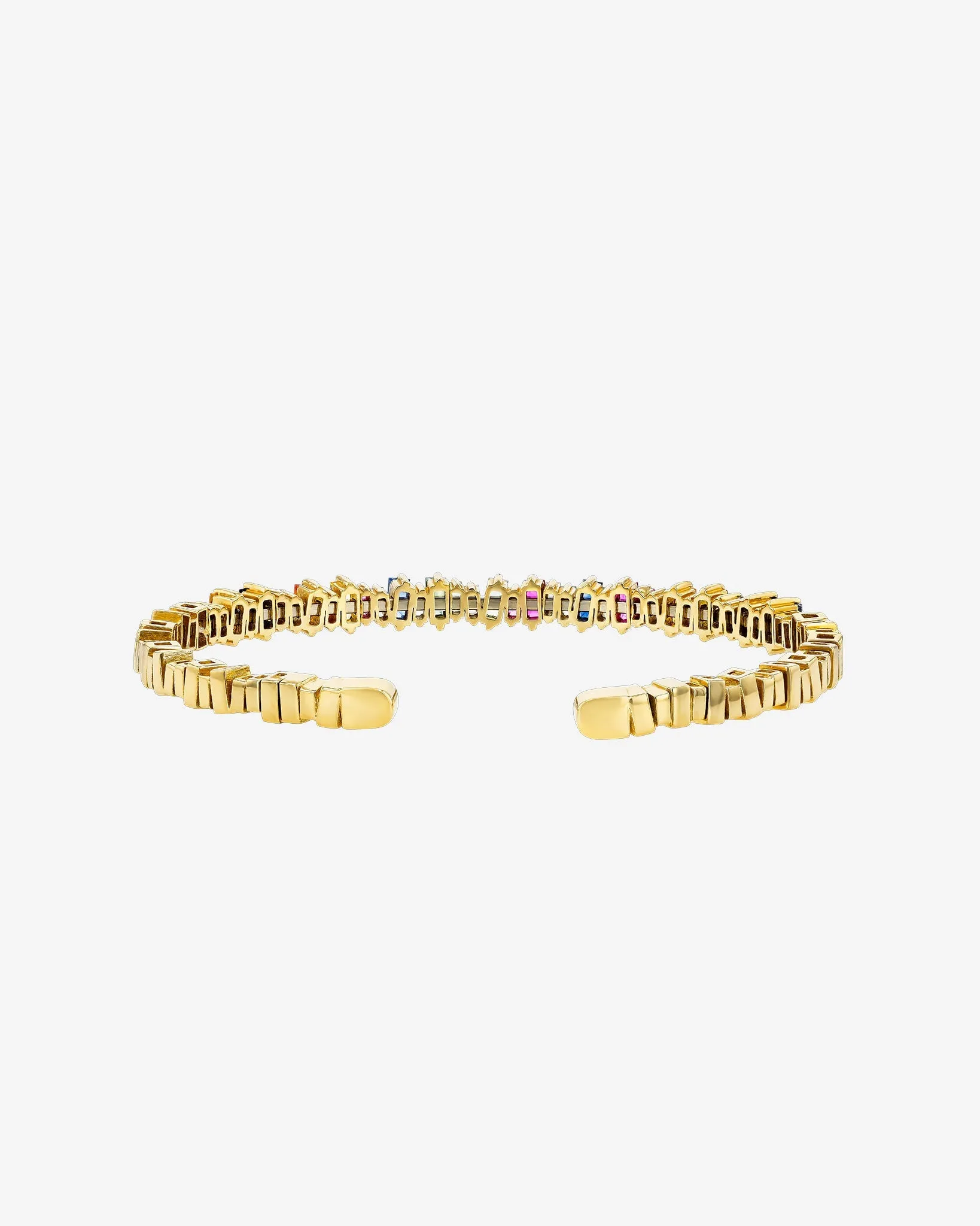 Bold Rainbow Sapphire & Diamond Baguette Bangle