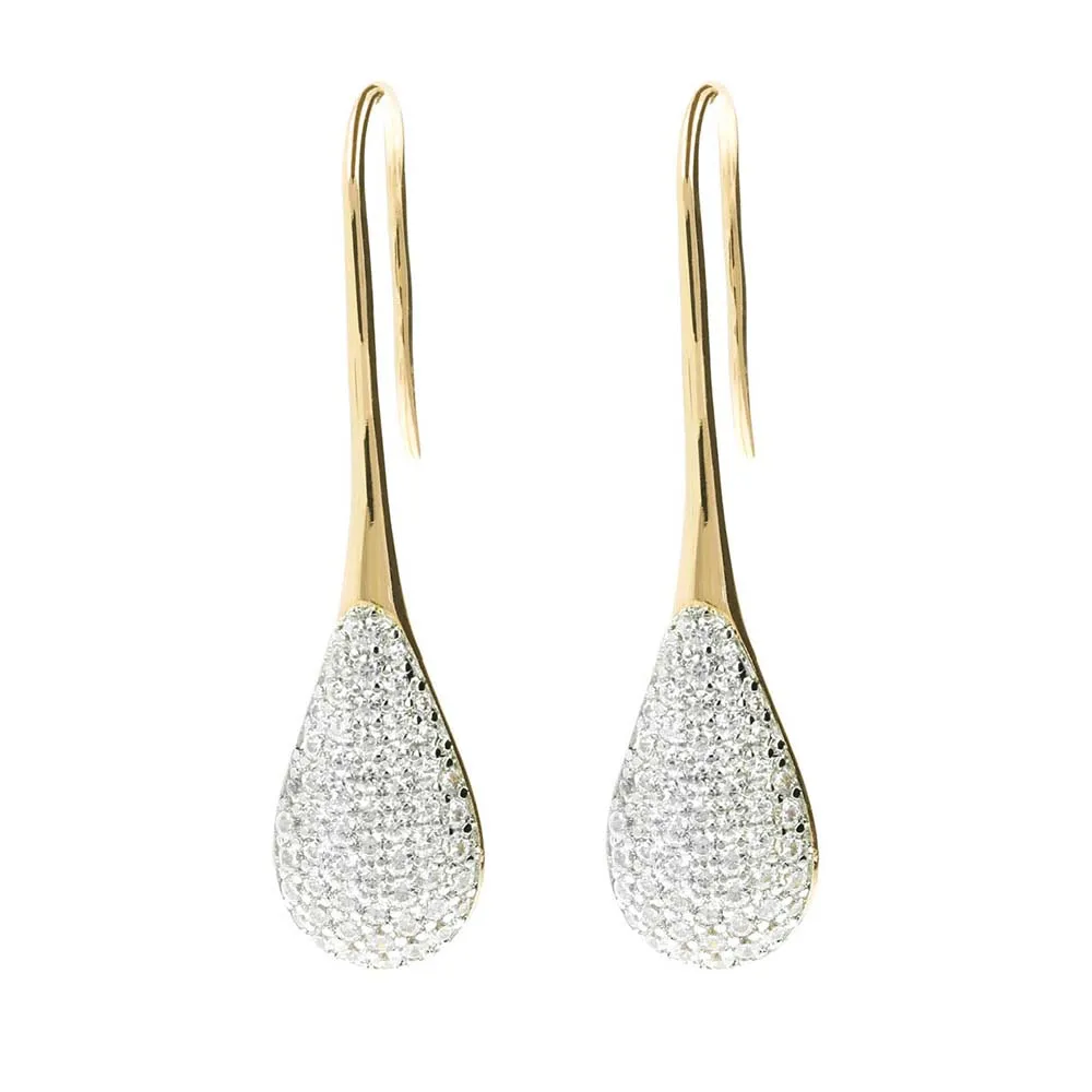 Bronzallure Gold Plated Sterling Silver CZ Tear Drop Earring