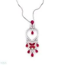 BUTTERFLY CHANDELIER CLASSIC PINK SILVER DIAMOND NECKLACE