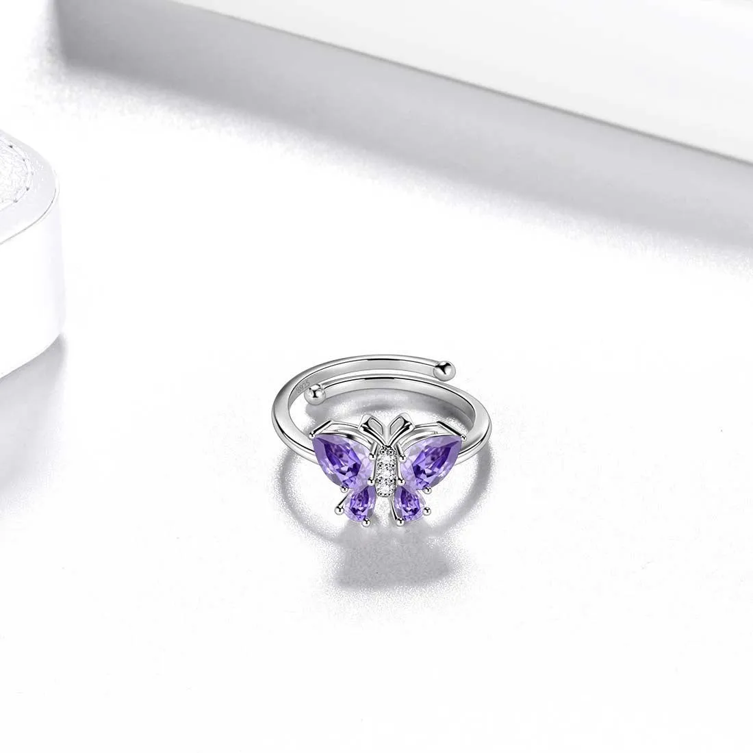 Butterfly Ring Band Birthstone June Alexandrite Women Girls Jewelry Birthday Gift