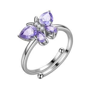 Butterfly Ring Band Birthstone June Alexandrite Women Girls Jewelry Birthday Gift