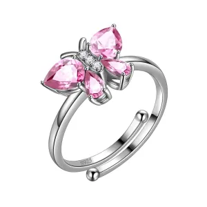 Butterfly Ring Band Birthstone October Tourmaline Women Girls Jewelry Birthday Gift