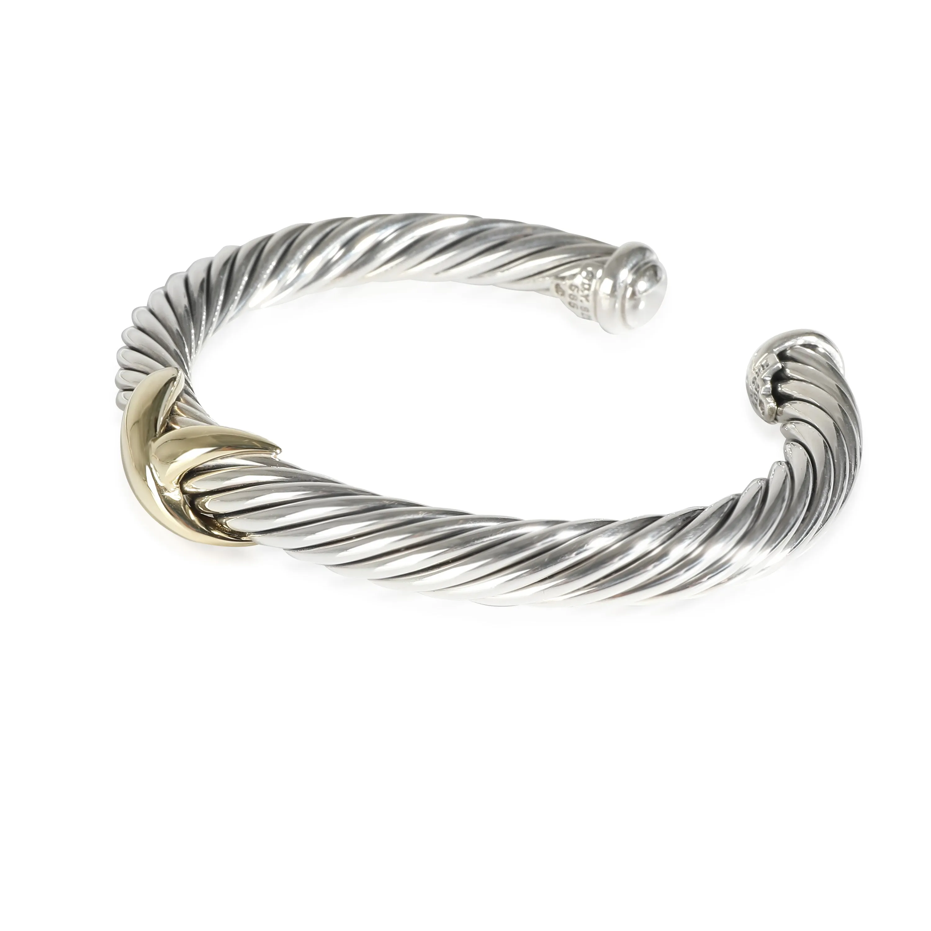 Cable Classic Bangle in 14K Yellow Gold/Sterling Silver