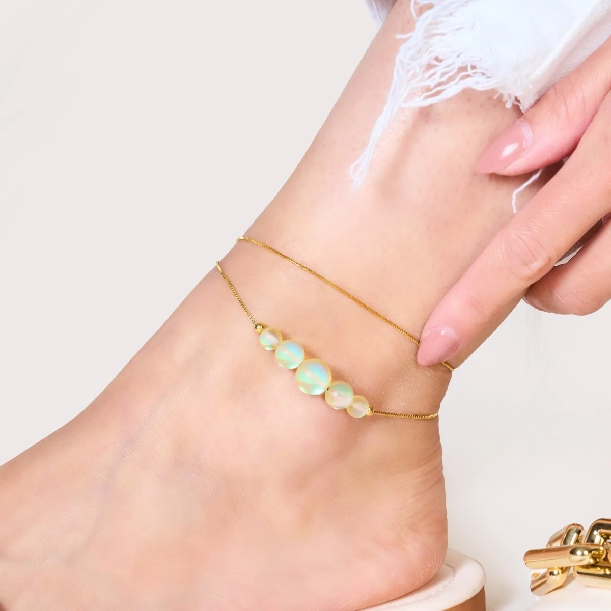 Canary | Gold Vermeil | Mermaid Glass Infinity Clasp Anklet