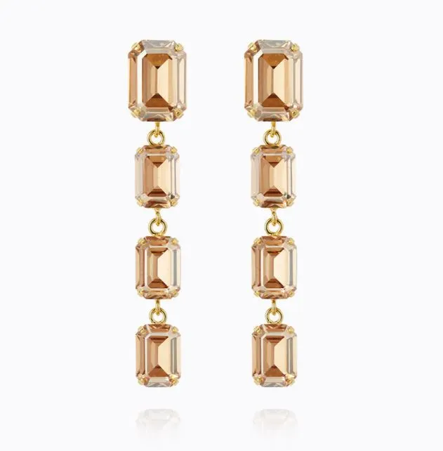 Caroline Svedbom Lydia Long Earrings Gold Golden Shadow