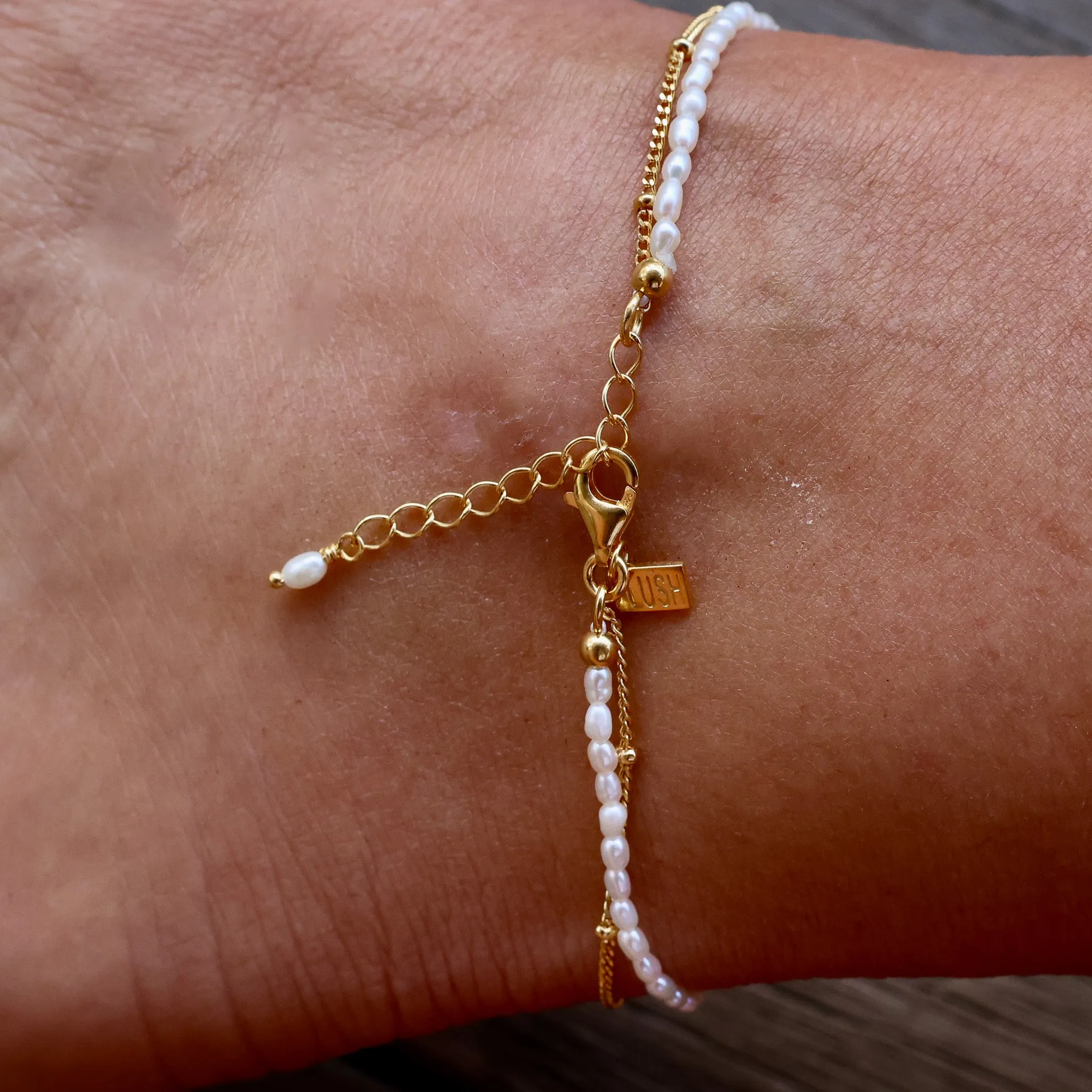 Cascade Pearl Anklet Gold