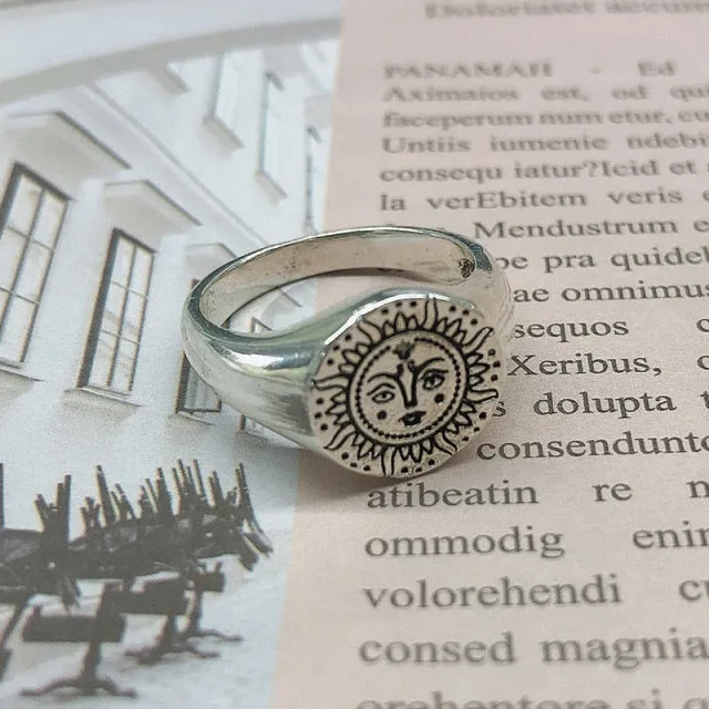 Celestial Rings | Silver Sun Ring | Punk Rings | Sun Face Rings | Starburst Ring | Streetwear Rings | Adjustable Rings | Friendship Rings