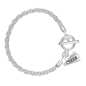 Cheerleading Megaphone Silver Rope Bracelets