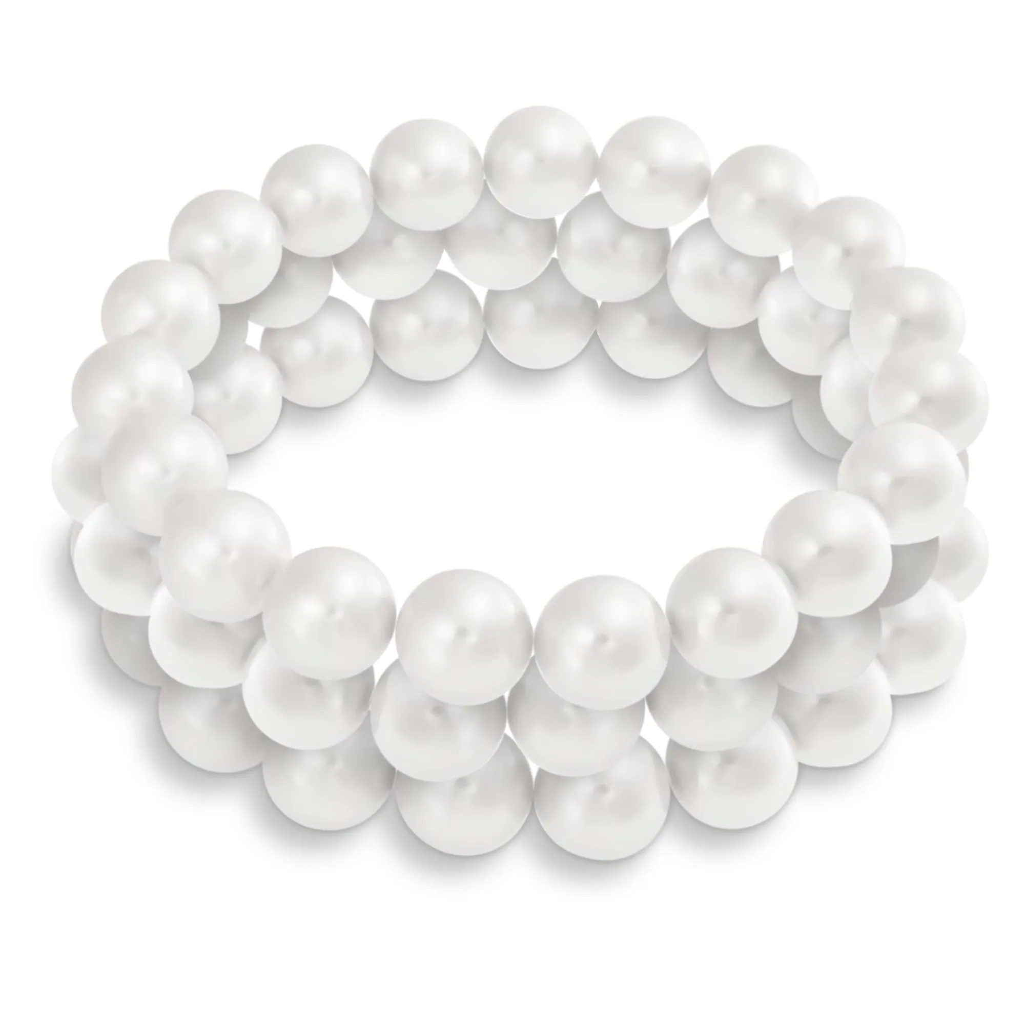 Classic Fashion Multi Strand Pearl Stretch Bracelet White Pink Beads 8-12MM