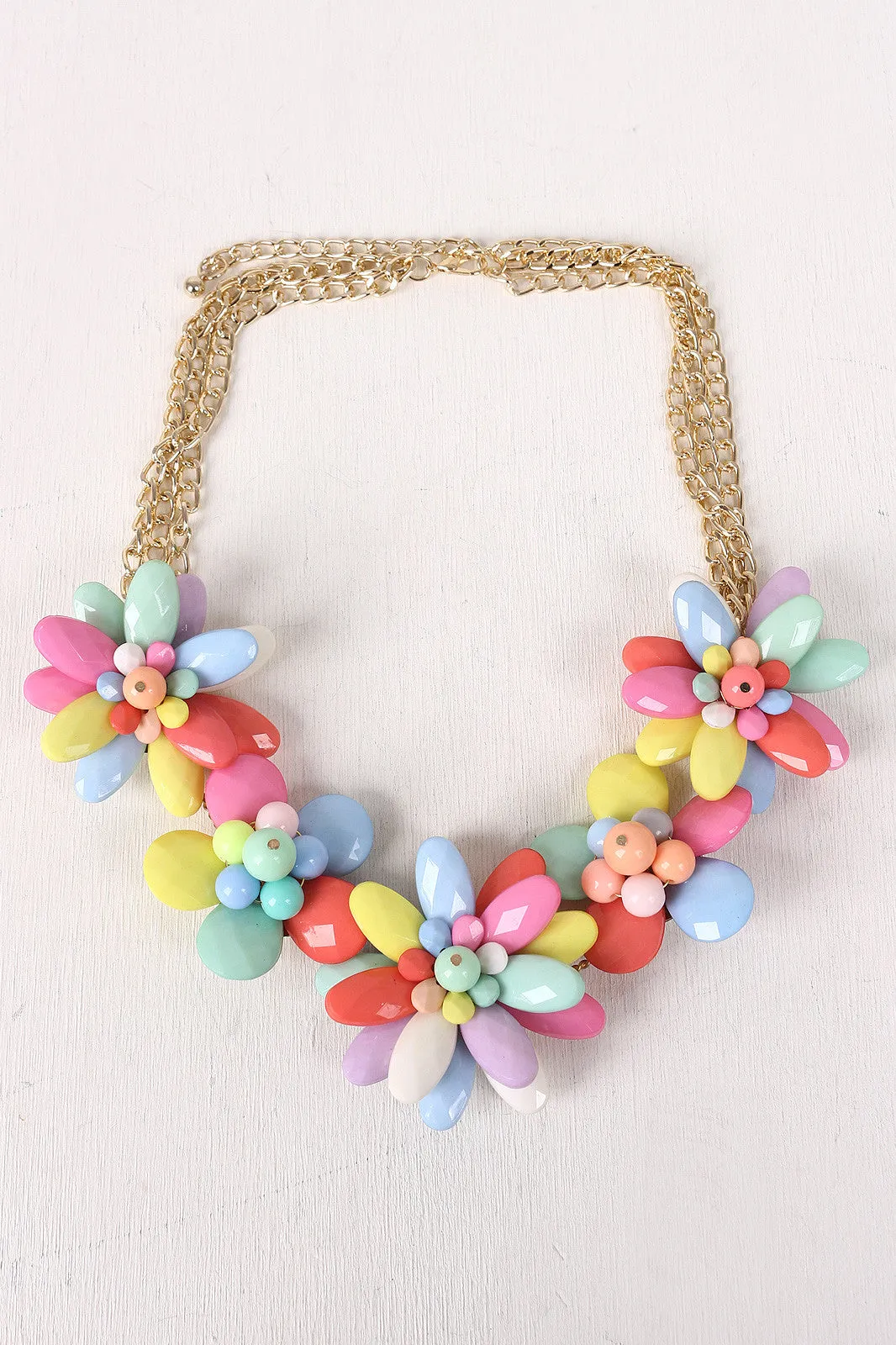 Colorful Floral Statement Bib Necklace