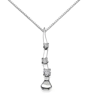 Crooked Nail Necklace with CZ, Sterling Silver