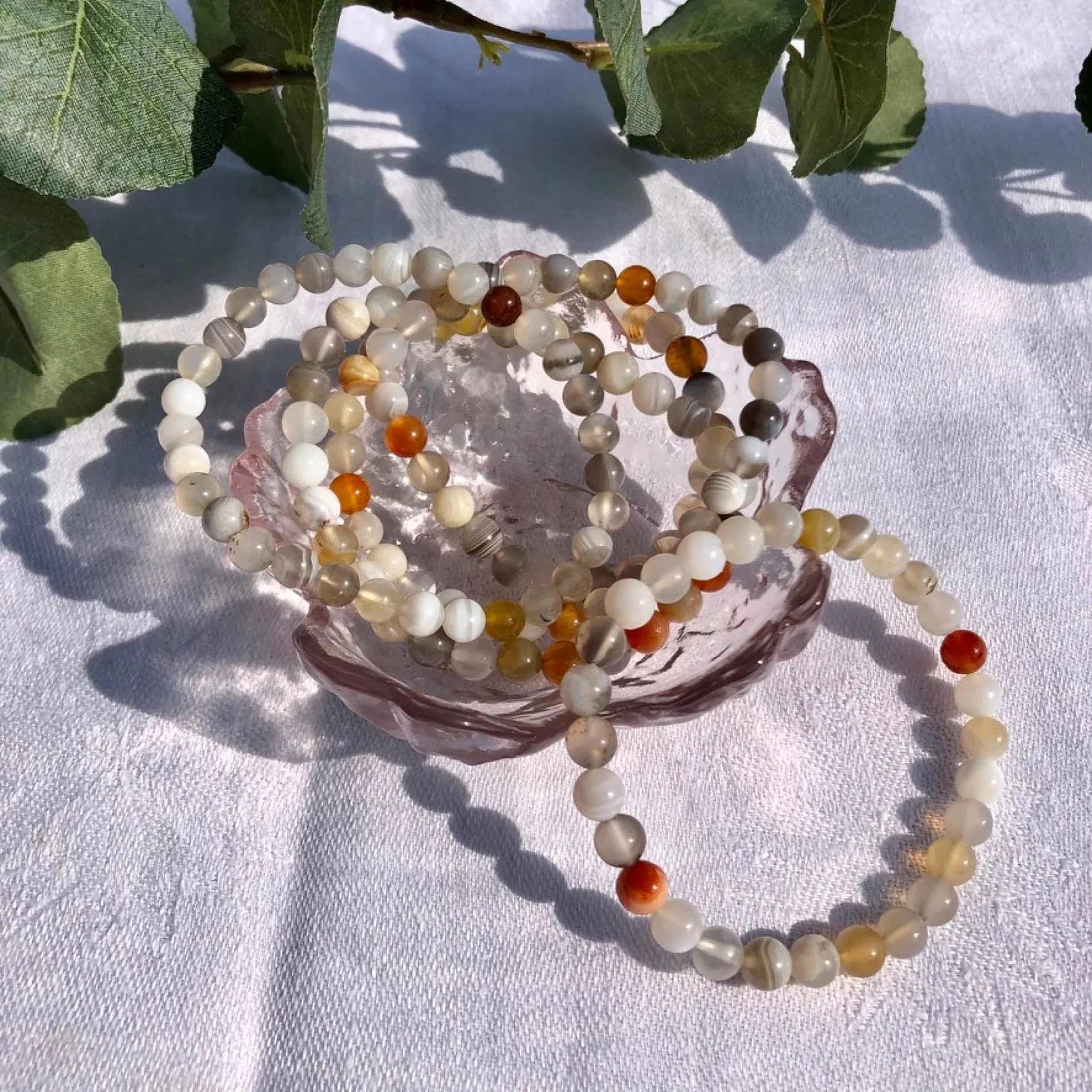 Crystal Bead Bracelet - Botswana Agate