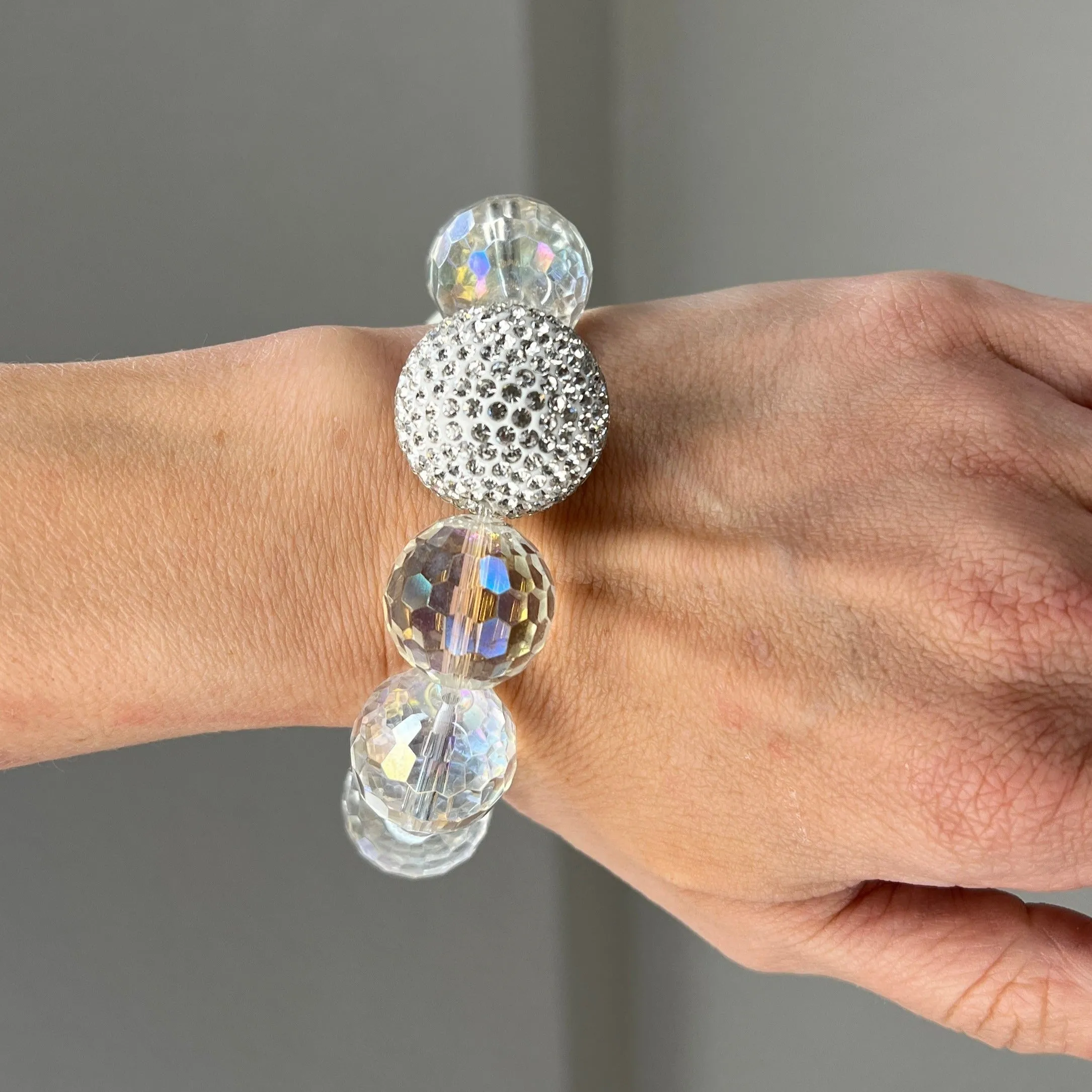 Crystal Sphere Disco Ball Stretch Bracelet