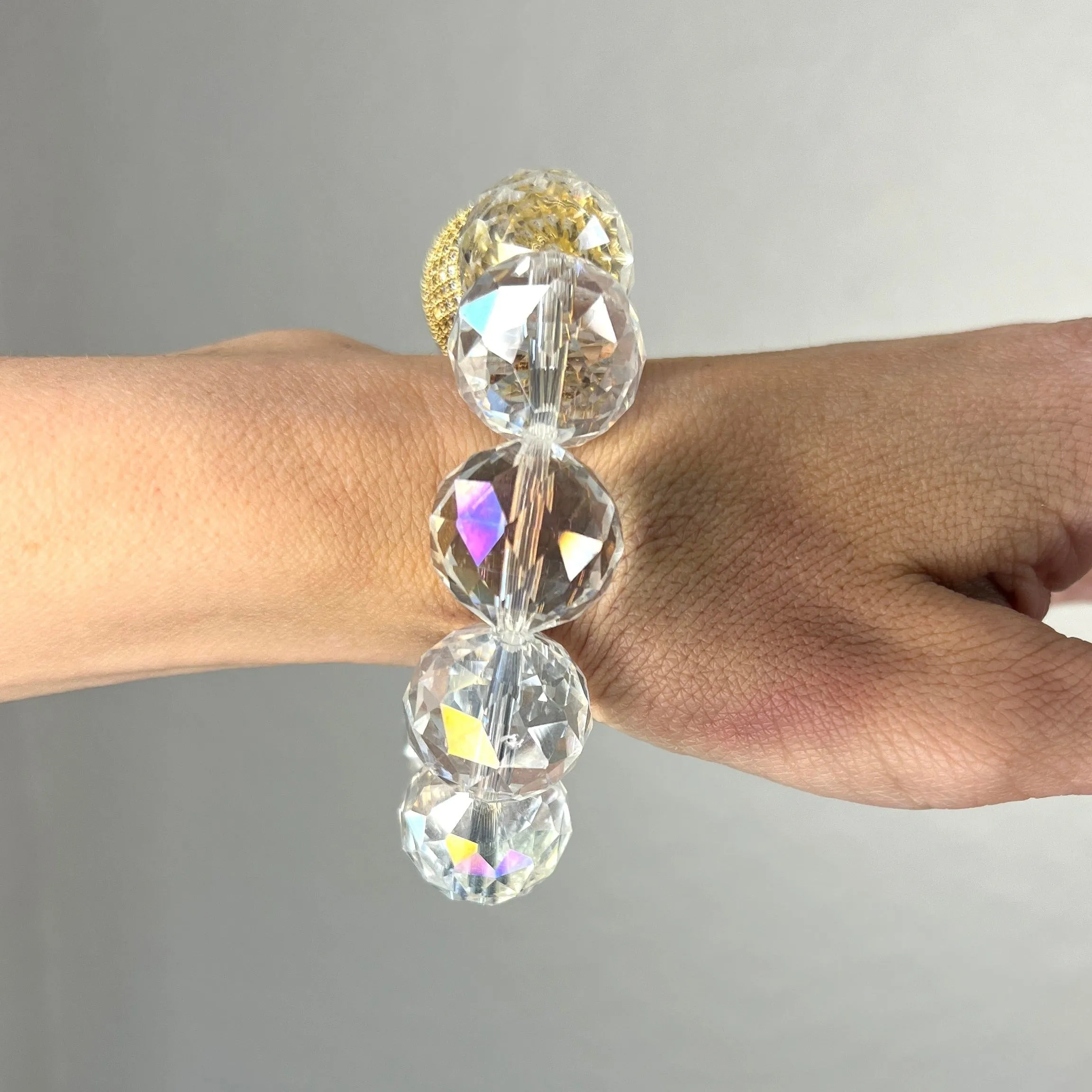 Crystal Sphere Disco Ball Stretch Bracelet