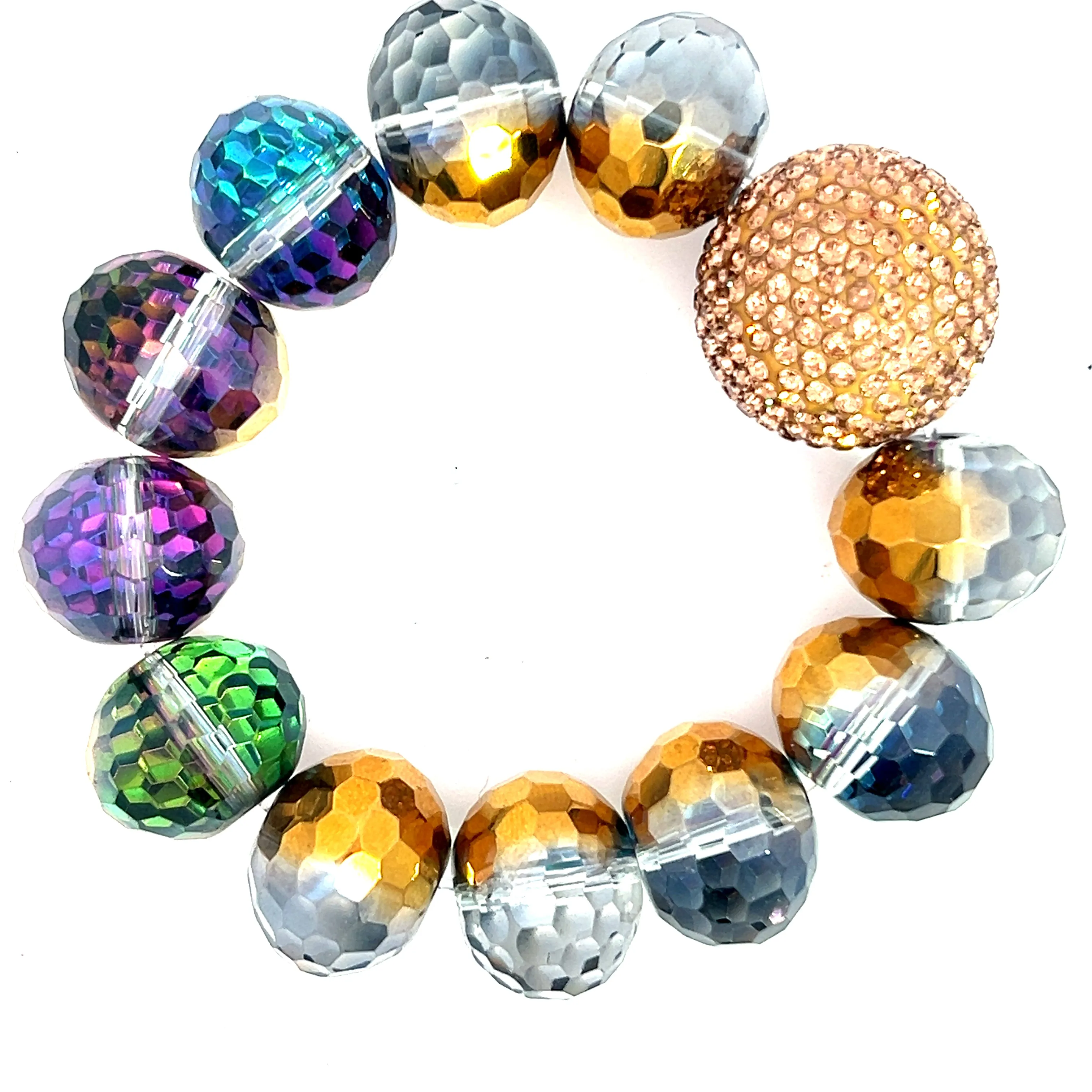 Crystal Sphere Disco Ball Stretch Bracelet