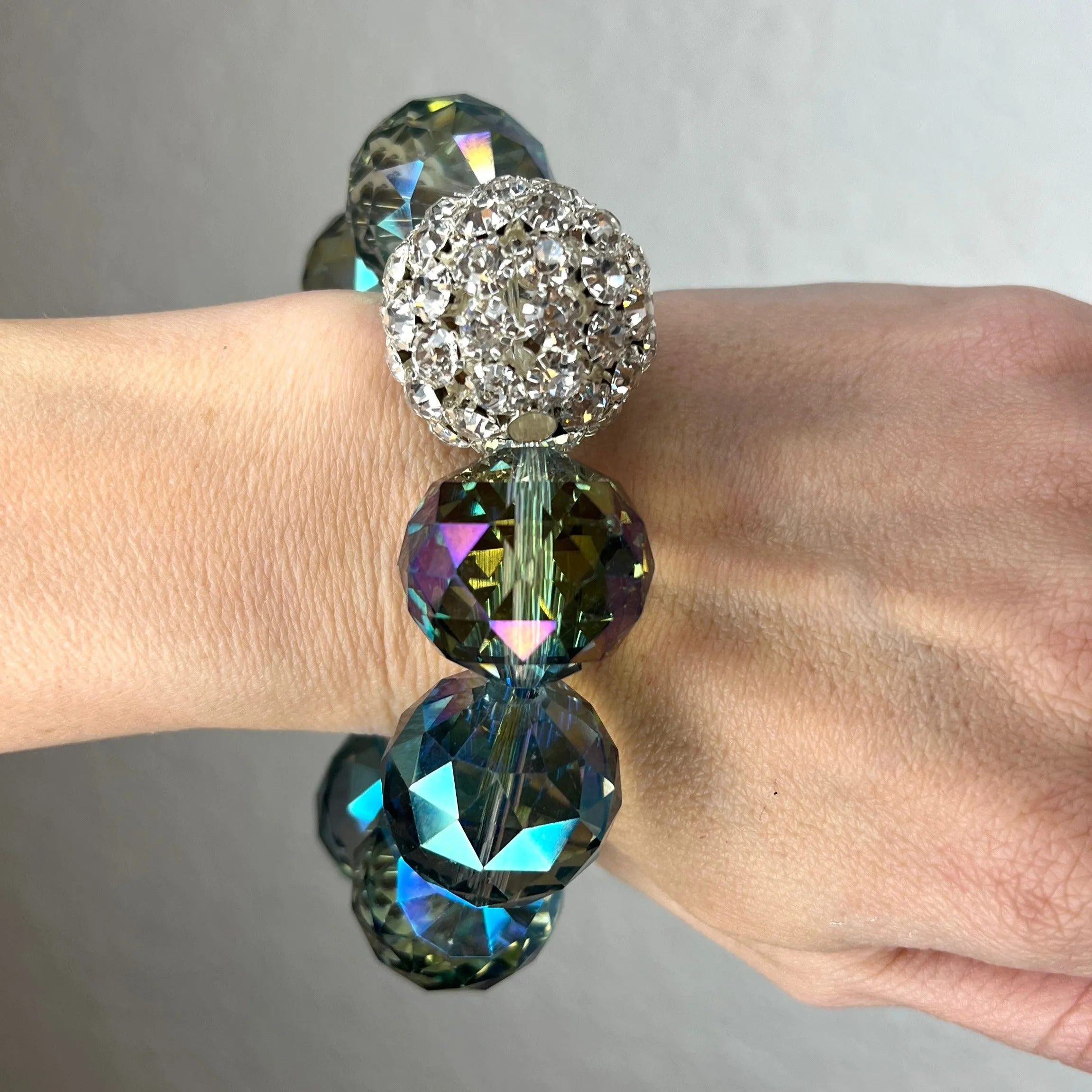 Crystal Sphere Disco Ball Stretch Bracelet