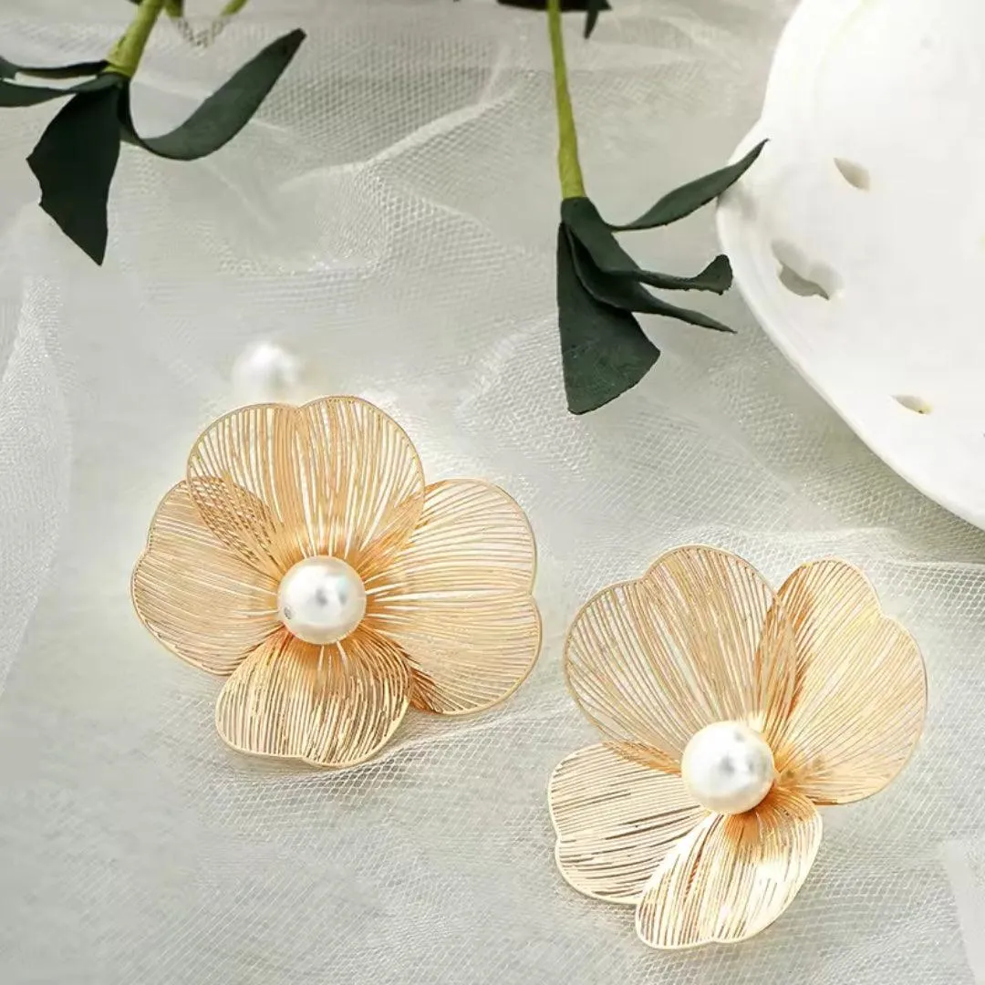 Cut Out Metal Flower Earrings