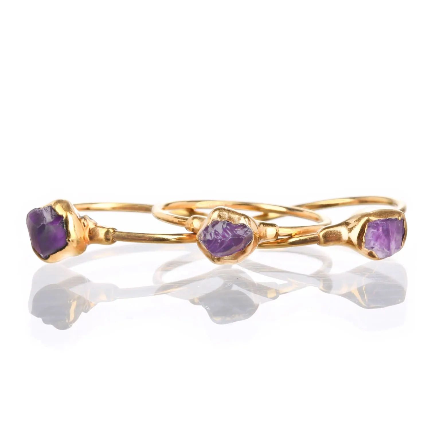 Dainty Raw Amethyst Ring in Rose Gold