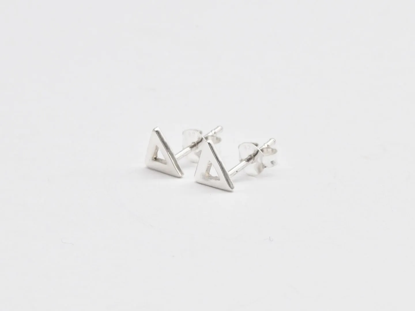 Dainty Triangle Studs - Geometric Earrings - Triangle Cutout Studs