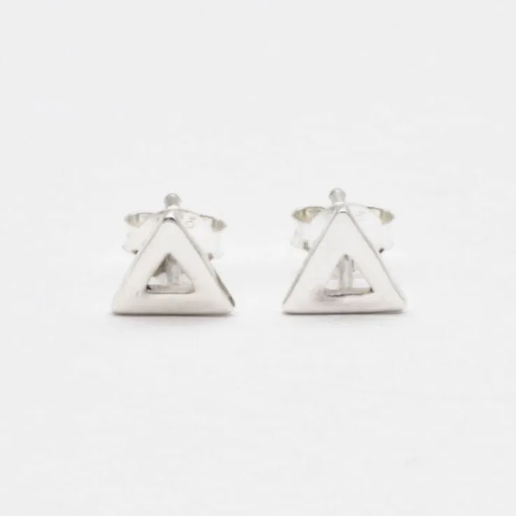 Dainty Triangle Studs - Geometric Earrings - Triangle Cutout Studs