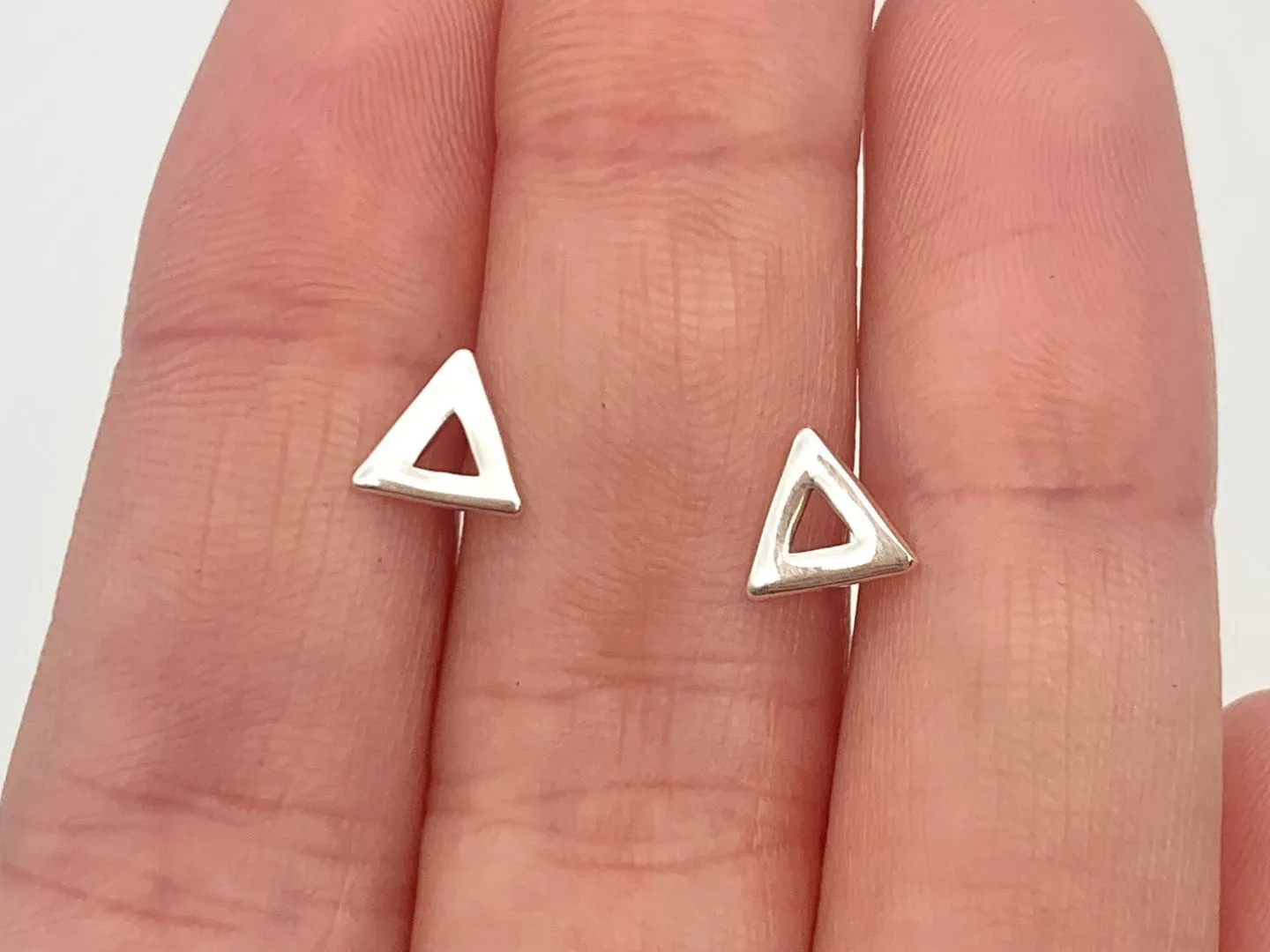 Dainty Triangle Studs - Geometric Earrings - Triangle Cutout Studs