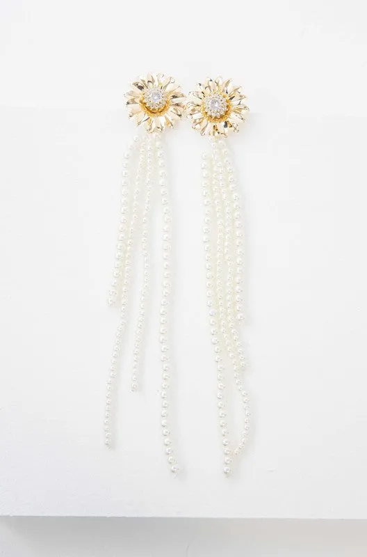 Dandelion Pearl Drop Earrings