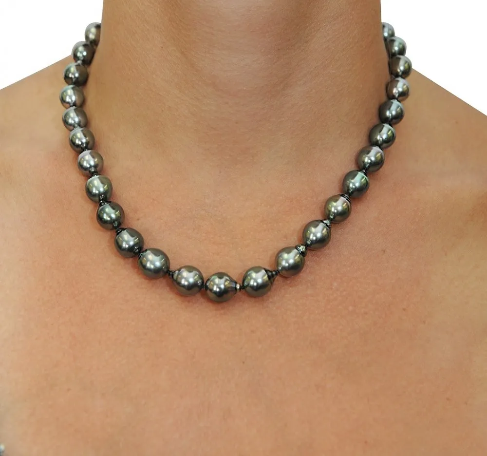 Dark Tahitian Baroque Pearl Necklace, 8.0-10.0mm