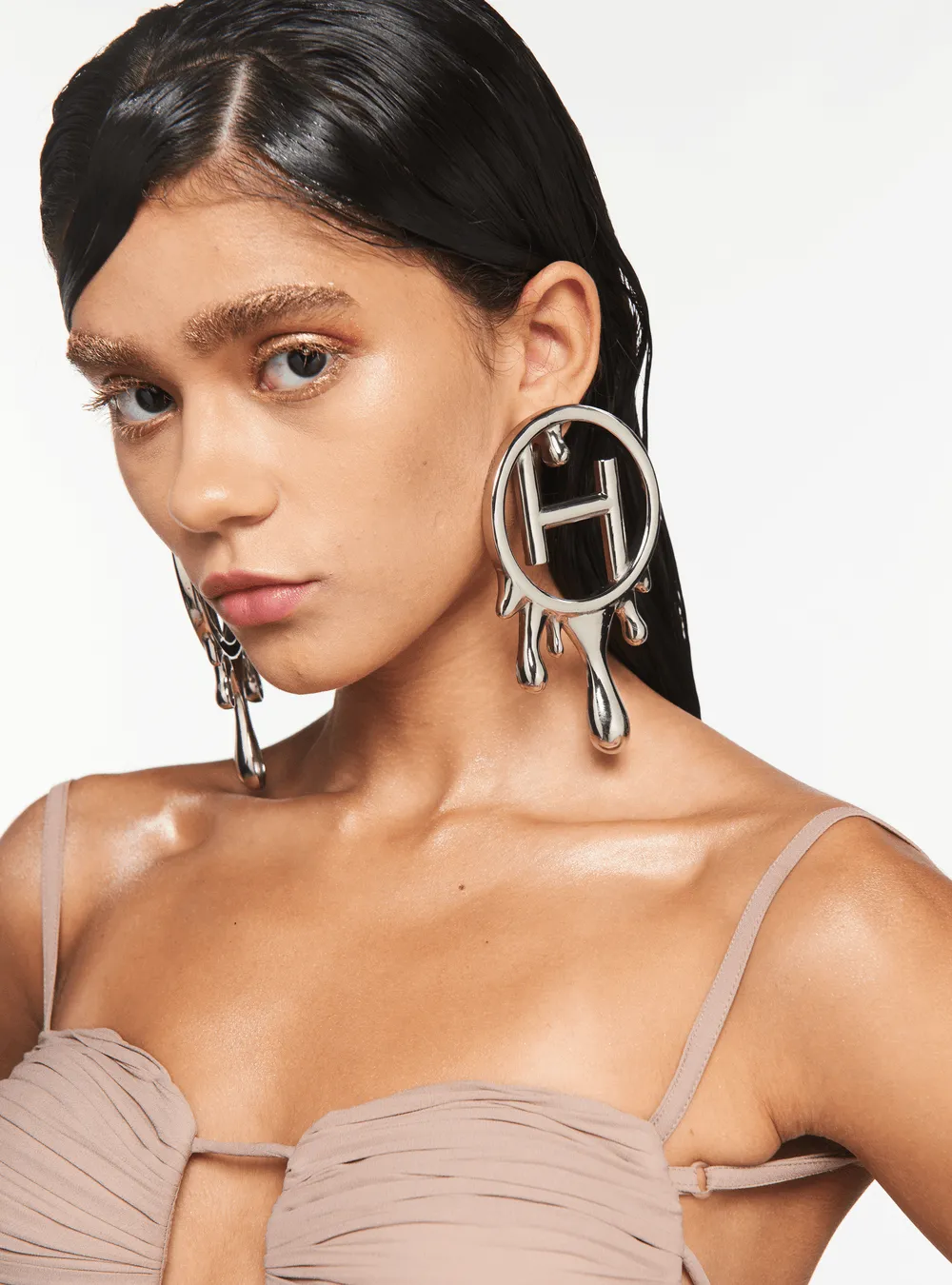 Drip OH Maxi Earrings In Silver Finish